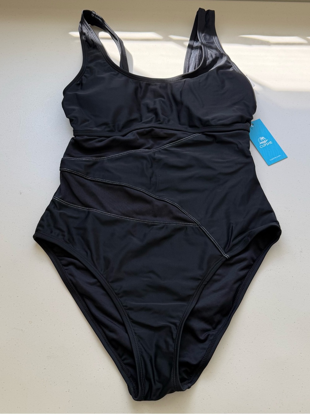 CUPSHE Black Women’s One-Piece Swimsuit Wide Strap Lined Stretch Size S